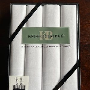 Knights Bridge 4 White Handkerchiefs New in Box